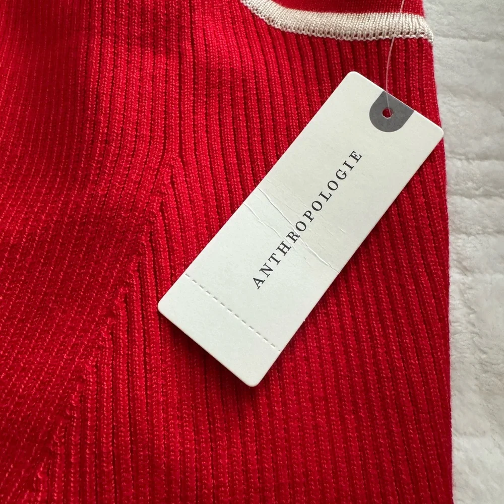 Anthropologie Red Button-Front Tank with White Trim - Picture 5 of 5